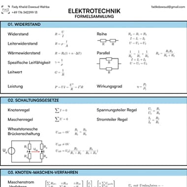 Elektrotechnik 1 und 2 Formelsammlung Preview